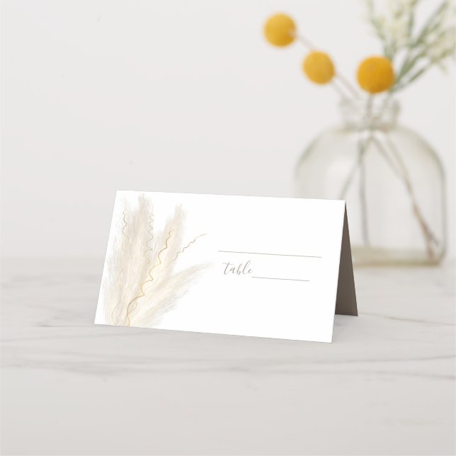 Autumnal Pampas-Gras Hochzeit geklappte Platzkarte (Vorderseite)