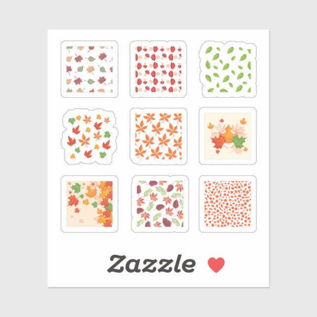 Autumnal Square Stickers Aufkleber (Blatt)