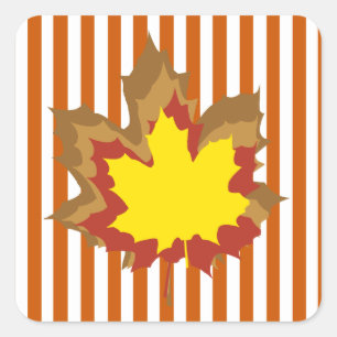 Autumnal-Streifen mit Blätter gebrannt Quadratischer Aufkleber