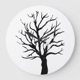 Autumnal Tree Lino Druckuhr Große Wanduhr