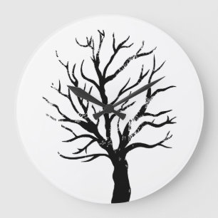 Autumnal Tree Lino Druckuhr Große Wanduhr