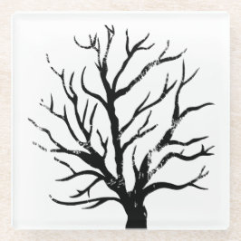 Autumnal Tree Lino Print Glasuntersetzer