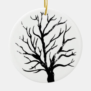 Autumnal Tree Lino Print Keramik Ornament
