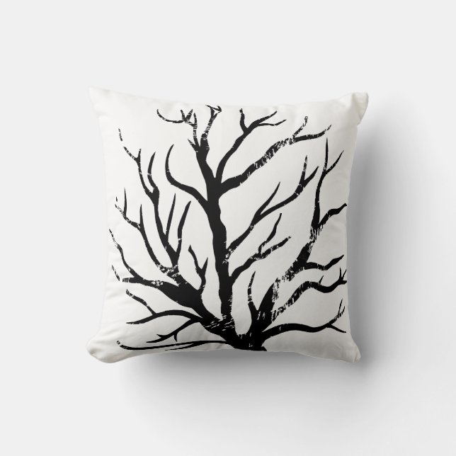 Autumnal Tree Lino Print Kissen (Vorderseite)