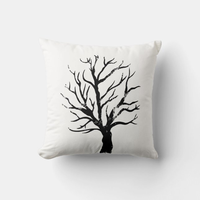 Autumnal Tree Lino Print Kissen (Vorderseite)