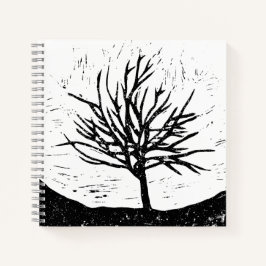 Autumnal Tree Lino Print Notizbuch