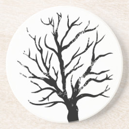 Autumnal Tree Lino Print Sandstone Untersetzer