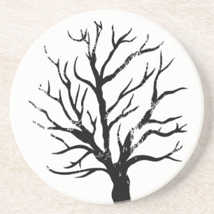 Autumnal Tree Lino Print Sandstone Untersetzer