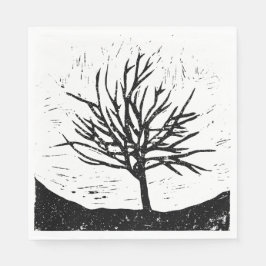 Autumnal Tree Lino Print Serviette