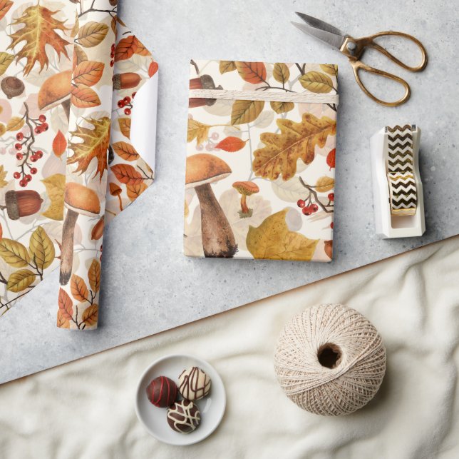 Autumnal Wald auf Weiß Geschenkpapier (Basteln)