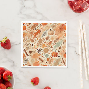 Autumnal Watercolor Pumpkin Spice Découpage Serviette