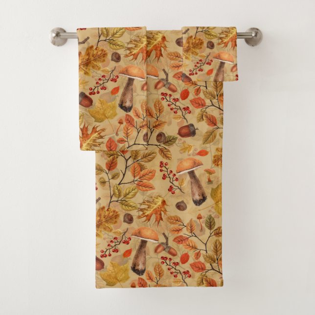 Autumnaler Wald auf Ocker Badhandtuch Set (Insitu)
