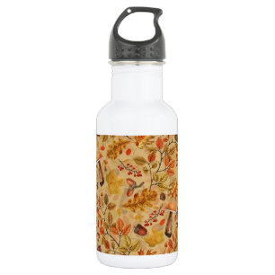 Autumnaler Wald auf Ocker Edelstahlflasche