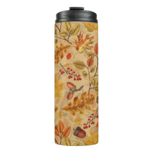Autumnaler Wald auf Ocker Thermosbecher