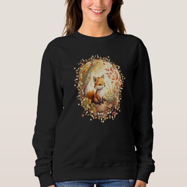 Autumn's Playful Baby Fox Frolicking in the Woods  Sweatshirt (Vorderseite)