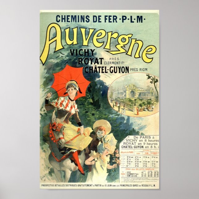 Auvergne Vichy Royat, Vintage französische Werbeag Poster (Vorne)