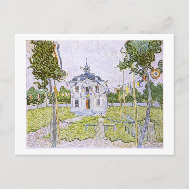 Auvers Town Hall 14 Juli 1890, Vincent van Gogh Postkarte (Vorderseite)