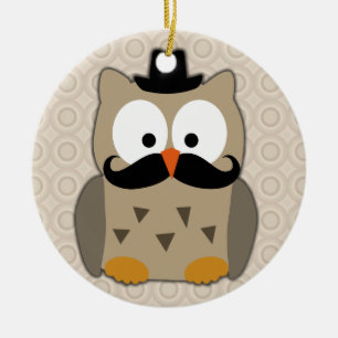 Auwl mit Mustache und Hut Keramikornament