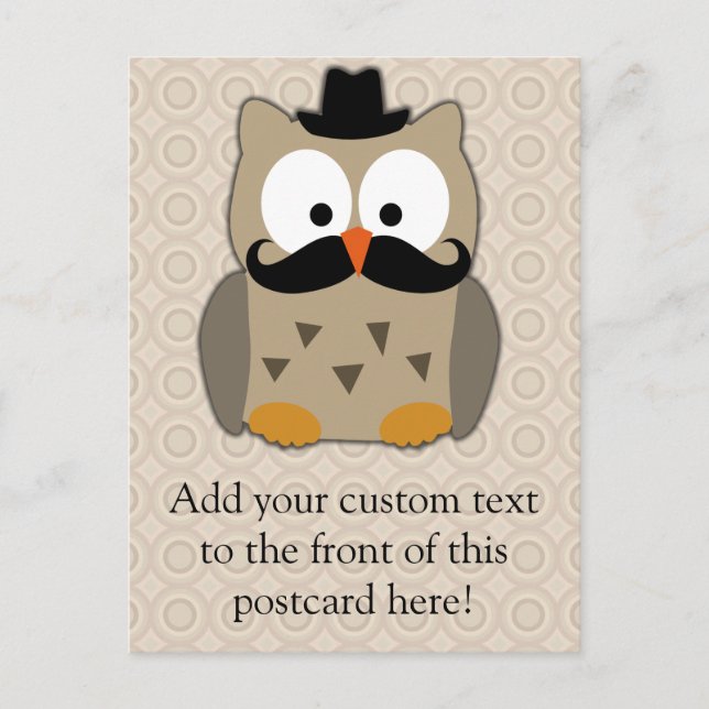 Auwl mit Mustache und Hut Postkarte (Vorderseite)