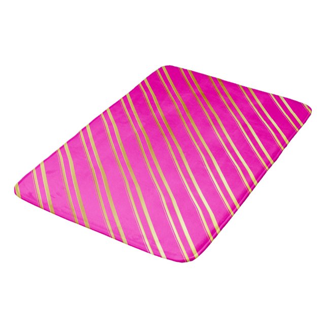 AUX GOLD STRIPEN AUF PINK Decor Set Badematte (Schrägansicht)