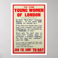 Aux Jeunes femmes de Londres, affiche de recruteme