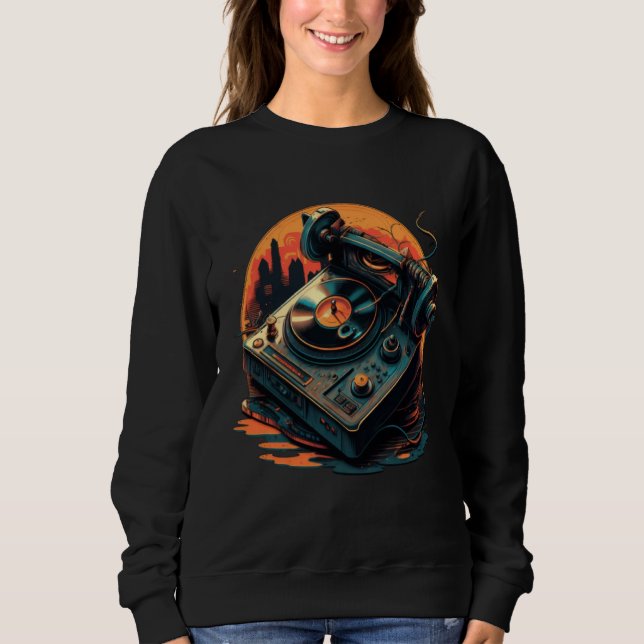 AV Technician Turntable Audio Sound Music Record V Sweatshirt (Vorderseite)