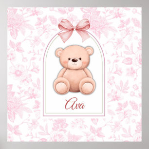 Ava   Benutzerdefiniertes rosa Teddy-Bär-Kinderzim Poster