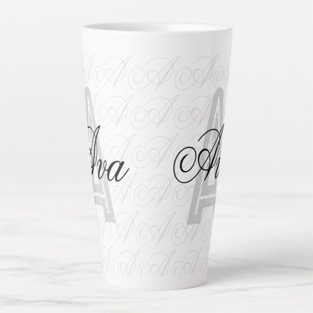 Ava Custom Name  Black White Tumbler Milchtasse (Vorderseite)