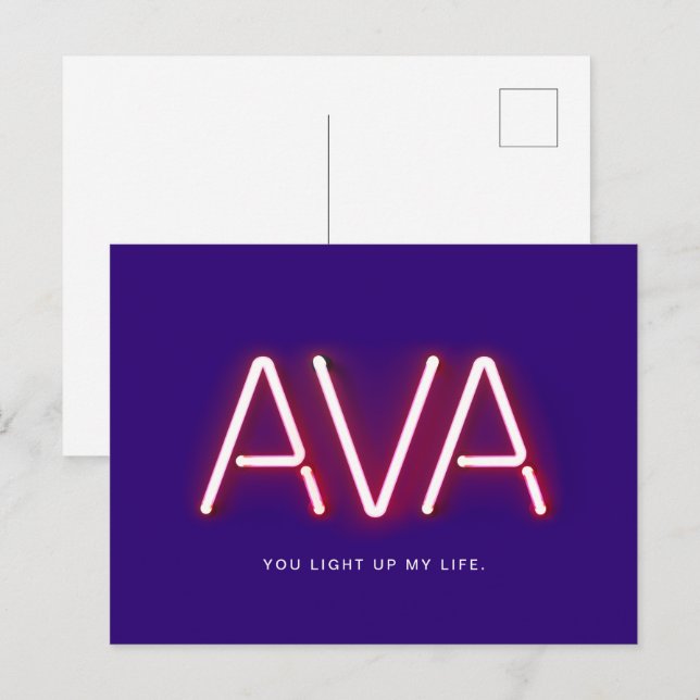 Ava du leuchtet mein Leben Neonlichter auf Postkarte (Vorne/Hinten)