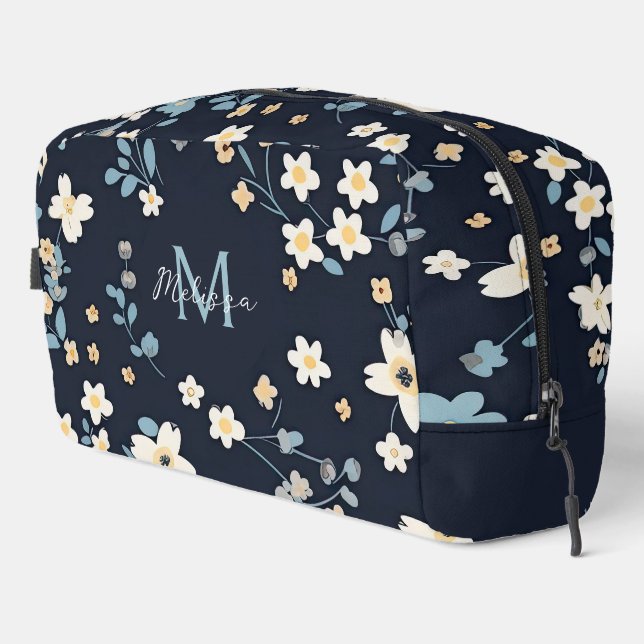 Ava Floral Blossom Mit Monogramm Waschbeutel (Rechte Ecke)