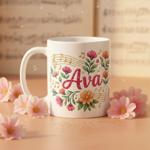 Ava Floral Musikliebhaber Glitzer-Tasse Kaffeetasse