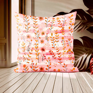 Ava Leigh Pink und Orange Wasserfarben Kissen