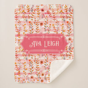 Ava Leigh Pink und Orange Wasserfarben Sherpadecke