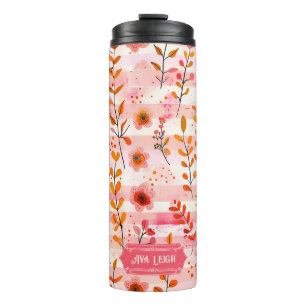 Ava Leigh Pink und Orange Wasserfarben Thermosbecher