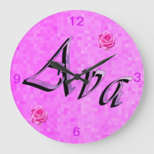 Ava Name Logo, Große Wanduhr
