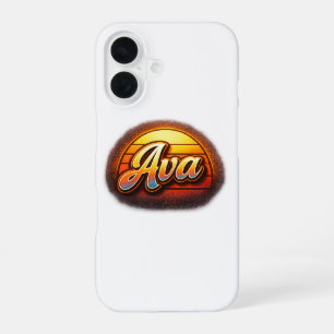 Ava Retro-Sonnenuntergang Personalisiertes Namensd iPhone 16 Hülle