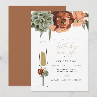 AVA Terracotta Succulent Birthday Brunch Einladung