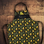 Avacado Custom Monogram Schürze<br><div class="desc">Wasserfarbenavacado rustikale Artwork von Valarie Wade. Die Hintergrundfarbe kann geändert werden. Option Monogramm und Individuelle Name. Ideal für eine gute Backküche!</div>