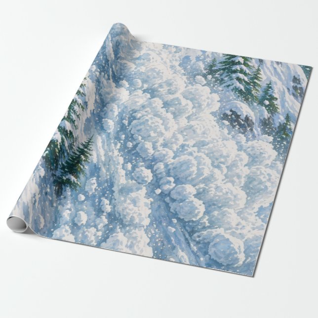 Avalanche Mountain Snow Scene Geschenkpapier (Ungerollt)