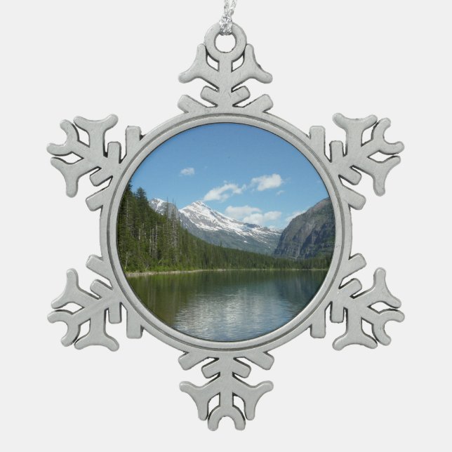 Avalanche See I - Glacier Nationalpark Schneeflocken Zinn-Ornament (Vorderseite)