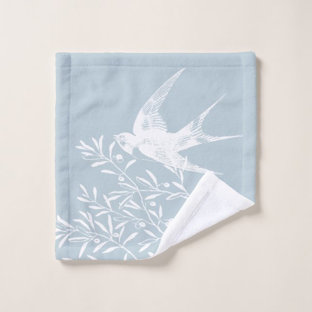 Avaler l'oiseau survolant les branches d'olivier (Gant de toilette)