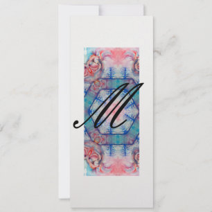 AVALON Abstrakt Monogram Weichrosa Blau Eisweiß Einladung