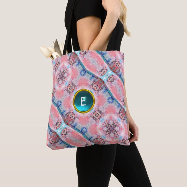 AVALON, ABSTRAKT PINK AQUA BLUE GEM MONOGRAMM TASCHE (Von Nahem)