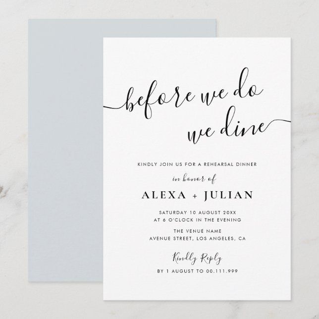 avant de faire une répétition dîner invitation (Devant / Derrière)