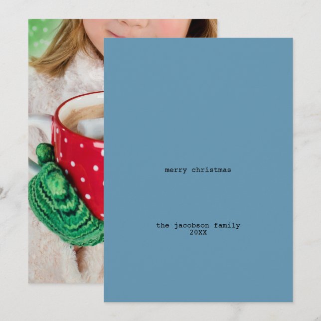 Avant-Garde Blue Minimalistisch Frohe Weihnachten  (Vorne/Hinten)