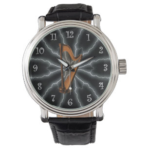 Avant-Garde, Harfenbeleuchtung 01 B, schwarz/silbe Armbanduhr