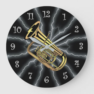 Avant-Garde ~ Tuba Lighting 01 B ~ Black/Silver~ Große Wanduhr