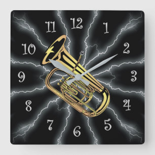 Avant-Garde ~ Tuba Lighting 01 B ~ Black/Silver~ Quadratische Wanduhr