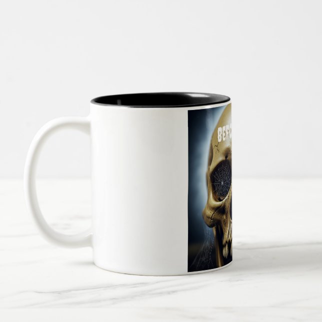 Avant le café Crâne Éffrayant mug à deux tons (Gauche)