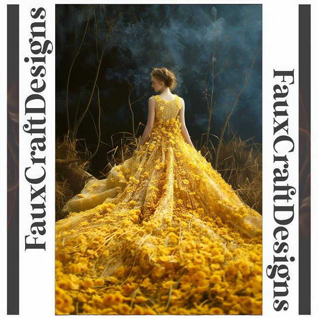Avantgardistisches Gelbes Blume Kleid Verlassen De Seidenpapier (Von Creator hochgeladen)